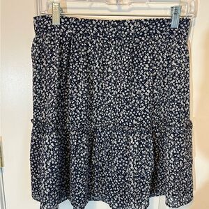 J.Crew Navy Floral Tiered Mini Skirt Elastic Waist XS